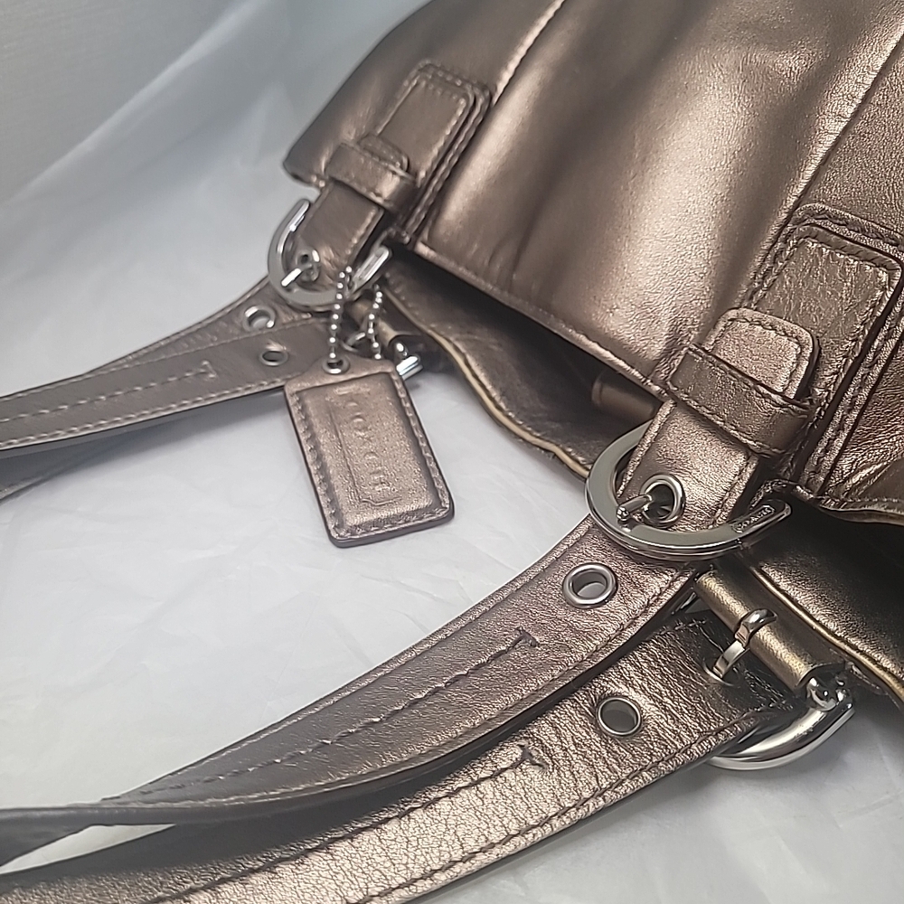 Vtg Coach Metallic Bronze Lg Tote Bag With Original Label Tags!